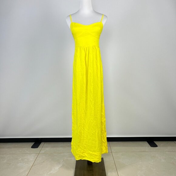NWOT Farm Rio Linen Blend Yellow Sleeveless Midi Dress Size S - Picture 2 of 13